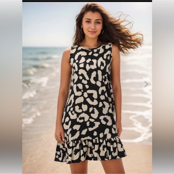 Dresses & Skirts - All Over Print Lace Up Round Neck Sleeveless Dress